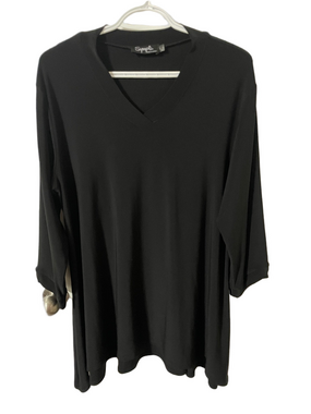 Sympli Black V-Neck Tunic Top Size 14